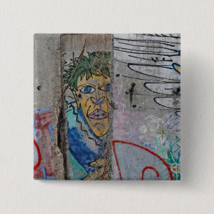 Berlijnse Muur graffiti kunst Vierkante Button 5,1 Cm