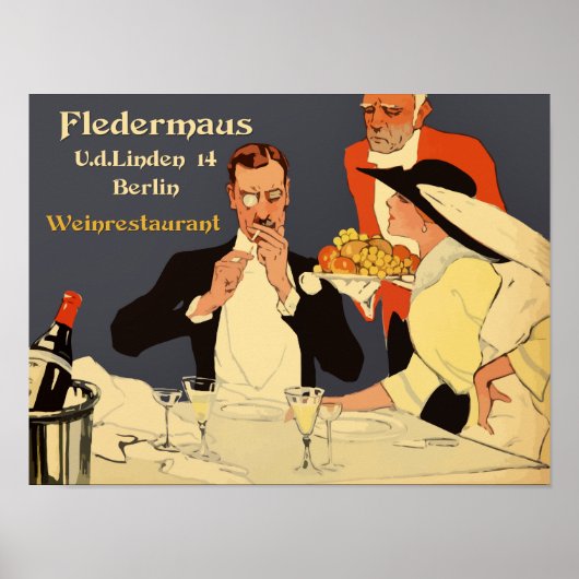 Berlijnse retro 1920 restaurant Plakatstil Poster (Voorkant)