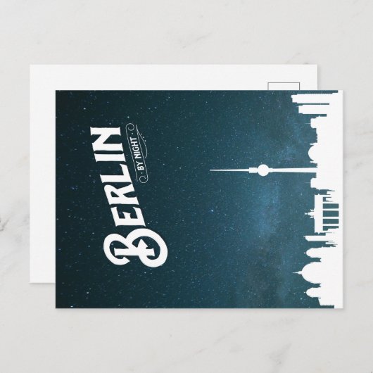 Berlijnse skyline-by-night, Berlijn Duitsland - Br Briefkaart (Voorkant / Achterkant)