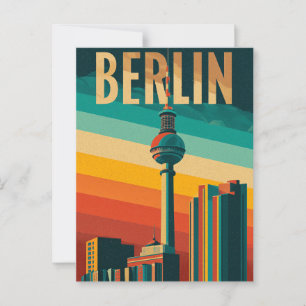 Berlijnse TV-toren retro Briefkaart