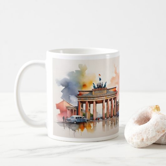 Berlijnse waterverf kunst koffiemok (Met donut)