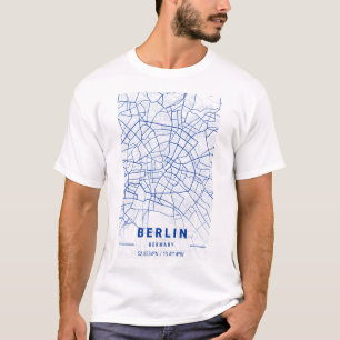 Berlin Duitsland City Map Blue T-shirt