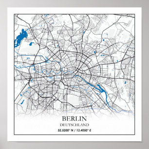 Berlin Duitsland City Map Coordinates Poster