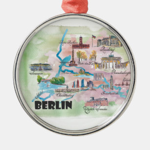 Berlin Duitsland Retro  kaart Metalen Ornament