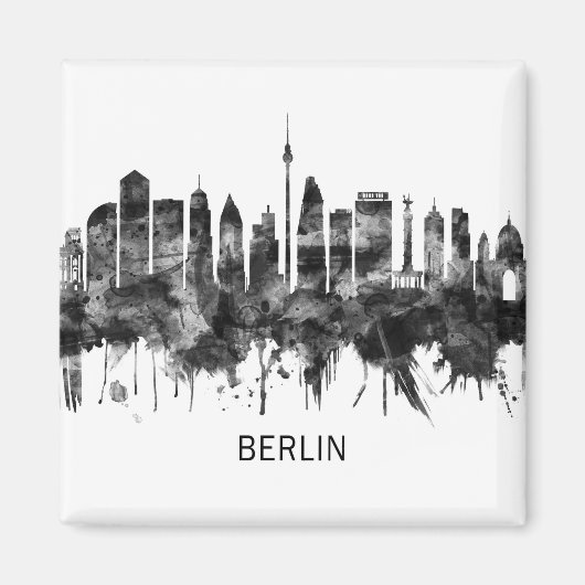 Berlin Duitsland Skyline BW Magneet (Voorkant)