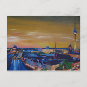 Berlin Duitsland Skyline in Dusk Briefkaart