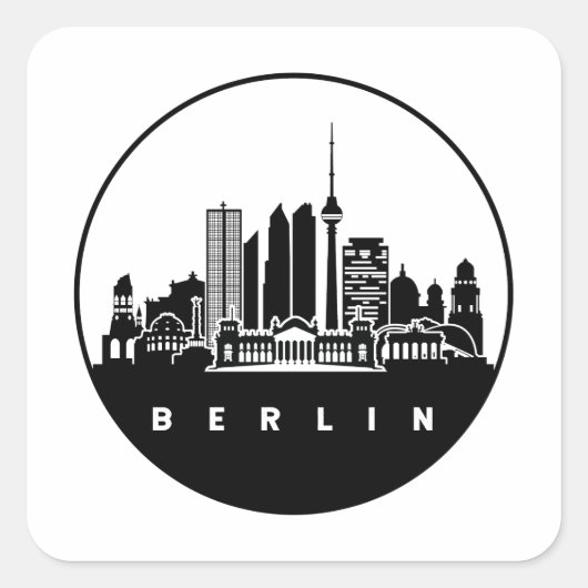 Berlin Duitsland Skyline Vierkante Sticker (Voorkant)