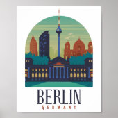 Berlin Duitsland Skyline Vintage Poster (Voorkant)