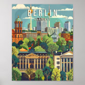 Berlin Germany Poster Art Print, City Retro Vintag (Devant)