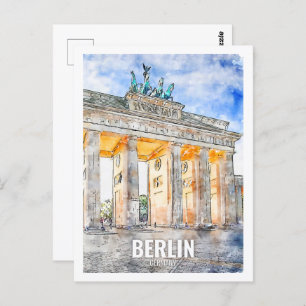 Berlin Germany Travel Place Waterverf Briefkaart