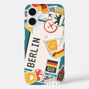 Berlin Travel Sticker Collage iPhone 16 Hoesje