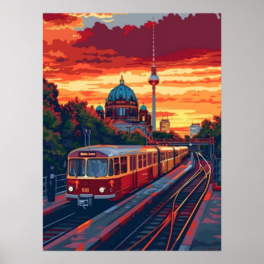 Berlin Twilight: Skyline Symfonie in Paarse tinten Poster (Voorkant)