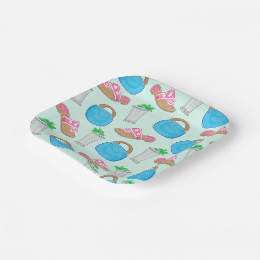 Bermuda Bag Sandals Mint Julep Preppy Papieren Bordje (Gebogen)