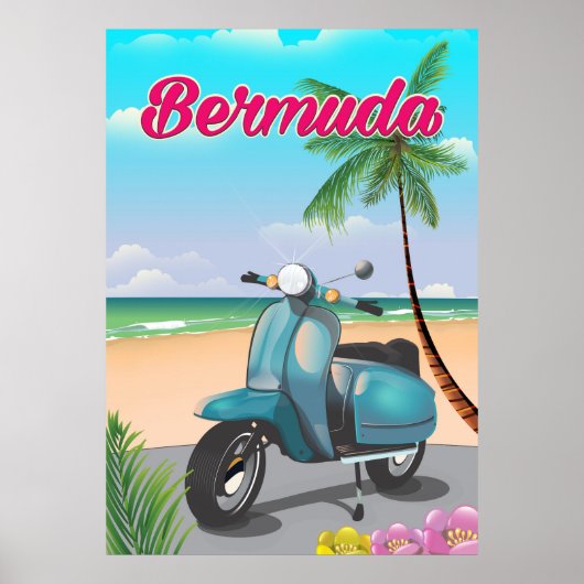 Bermuda Beach Scooter affiche de voyage (Devant)