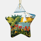 Bermuda - Bloertuin en Bungalow Keramisch Ornament (Links)