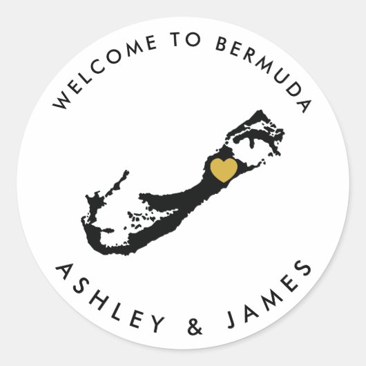 Bermuda Bruiloft Welkom Sticker voor Doos, Tas (Voorkant)