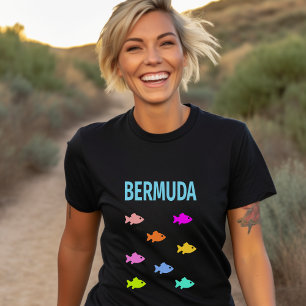 Bermuda Kleurrijke Visschool Donkere Kleur T-shirt