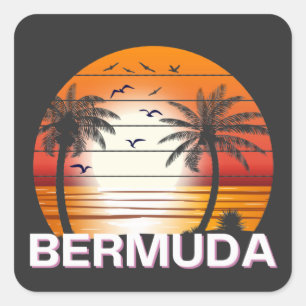 Bermuda  Palm Trees Summer Beach Vierkante Sticker