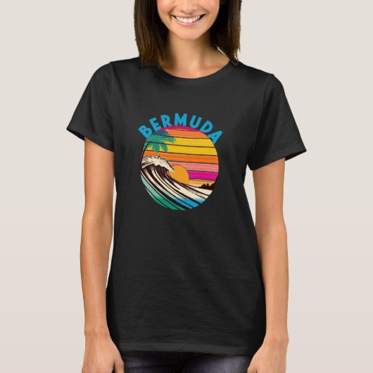 Bermuda Retro 1980s Style Beach T-shirt (Voorkant)
