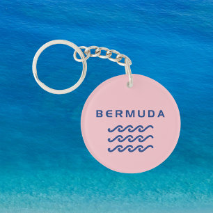 Bermuda Triple Ocean Waves Lichtkleur Sleutelhanger