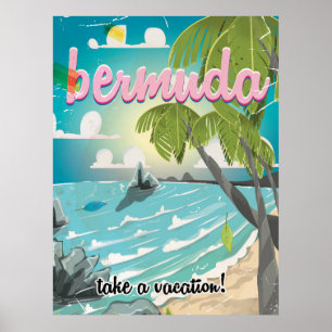 Bermuda vintage poster cartoon