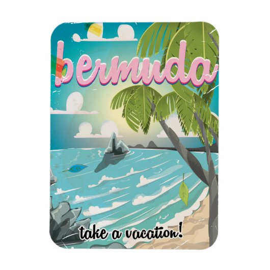 Bermuda vintage poster cartoon magneet (Verticaal)