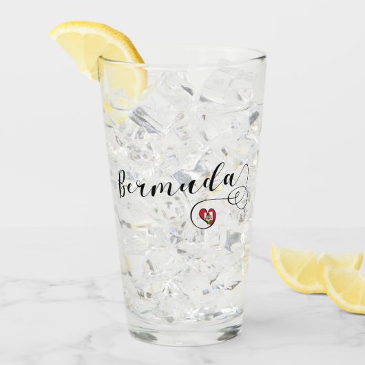 Bermuda - vlag in het hart glas (Voorkant ijs)