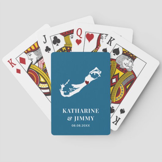 Bermuda Wedding Favor Deck of Cards, Eiland Kaart (Achterkant)