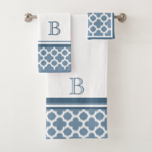 Bermudes personnalisées Gris Bleu Blanc Ikat Quatr