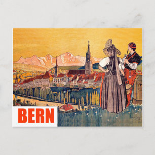 Bern, Panorama, Zwitserland, vintage-reis Briefkaart