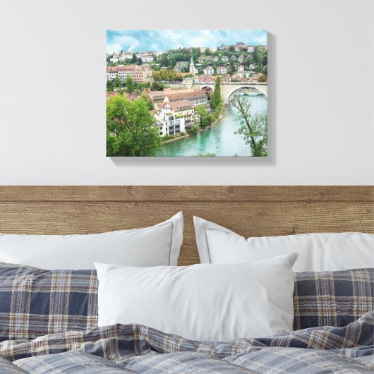 Bern Zwitserland Aare River Photo Canvas Afdruk (Insitu (Slaapkamer))
