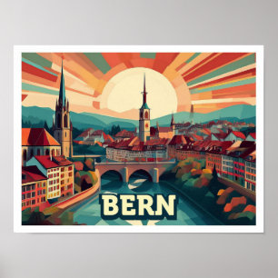 Bern Zwitserland artistiek kleurrijk Poster