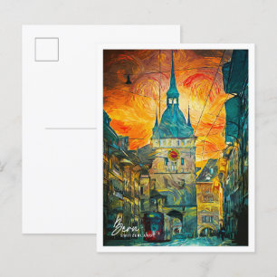 Bern Zwitserland Mooi olieverflandschap Briefkaart