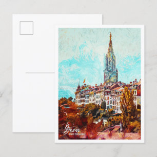 Bern Zwitserland Mooie olieverfstad Briefkaart