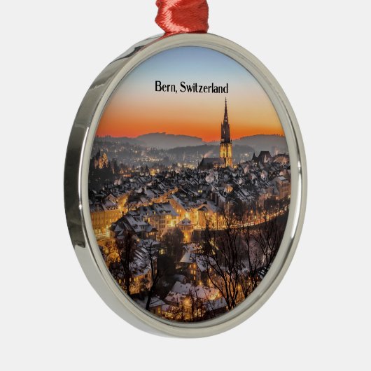 Bern, Zwitserland panoramisch uitzicht Metalen Ornament (Rechts)