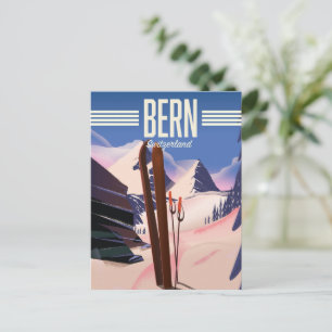 Bern zwitserland ski poster briefkaart
