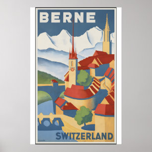 Bern Zwitserland Vintage Reisposter - Ingelijst Poster