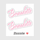 Bernadette-naam in roze cursief script x2 sticker (Vel)