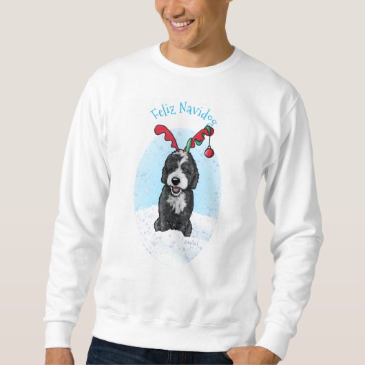 Bernadoodle Reindeer Sweatshirt de Noël (Devant)