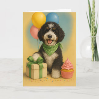 Bernadoodle verjaardag kaart