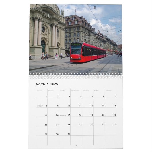 Berne Suisse Calendrier 2026 (Mar 2026)