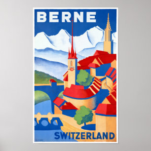 Berne Suisse - Poster Vintage voyage restauré
