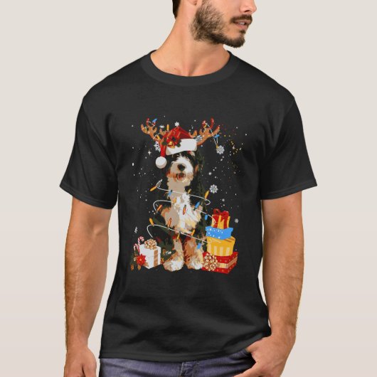 Bernedole Reindeer kerstlammeren Funny Dog Xm T-shirt (Voorkant)