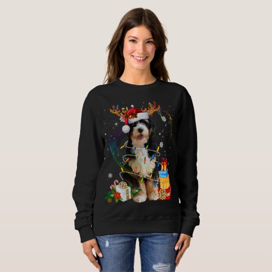 Bernedole Reindeer kerstlammeren Funny Dog Xm Trui (Voorkant volledig)