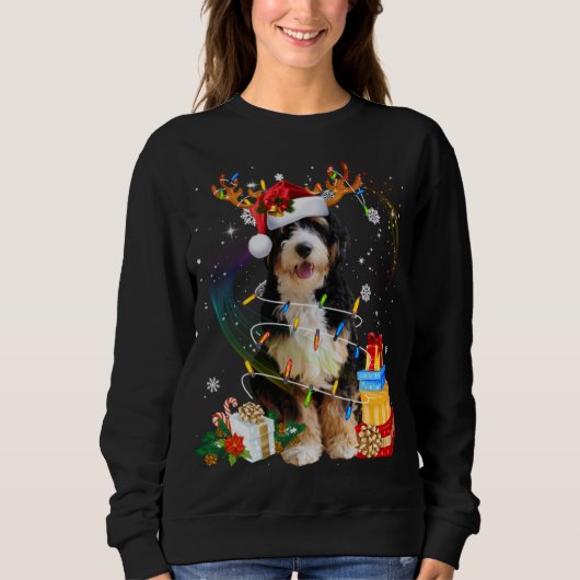 Bernedole Reindeer kerstlammeren Funny Dog Xm Trui (Voorkant)