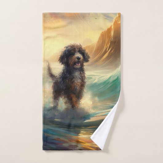 Bernedoodle Beach Surf Peinture (Serviette à main)