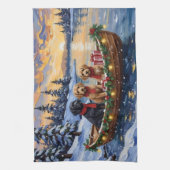 Bernedoodle Christmas Boat Holiday Theedoek (Verticaal)