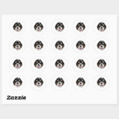 Bernedoodle Dog Face Ronde Sticker (Vel)