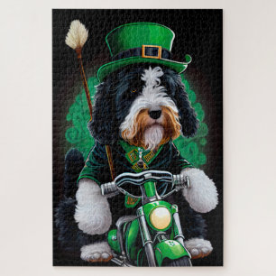 Bernedoodle Dog fiets St. Patrick's Day Legpuzzel