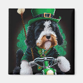 Bernedoodle Dog fiets St. Patrick's Day Magneet (Voorkant)